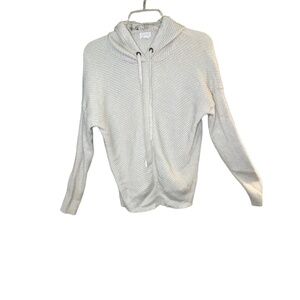 Caslon Sweater Hoodie Womens Size Small Beige Ribbed  Long Sleeve Cozy Sporty